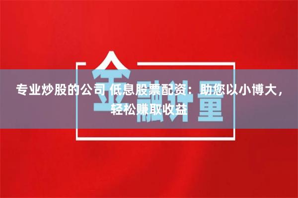 专业炒股的公司 低息股票配资：助您以小博大，轻松赚取收益